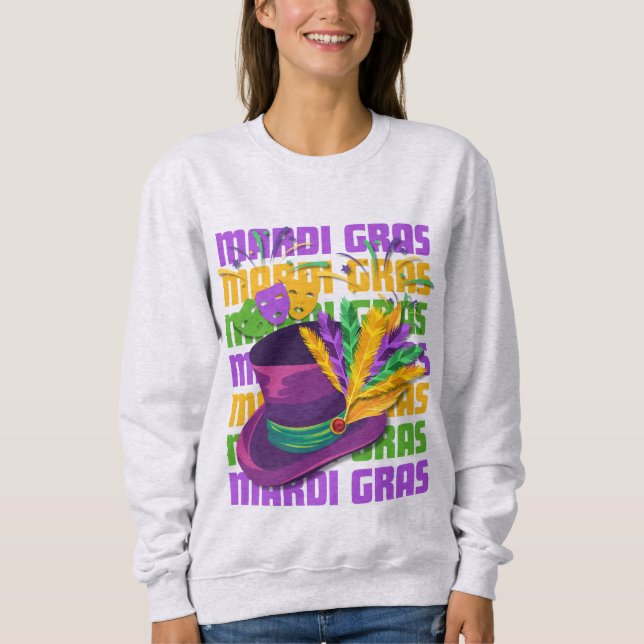 Sweatshirt MARDI GRAS Top Hat Feathers (Devant)