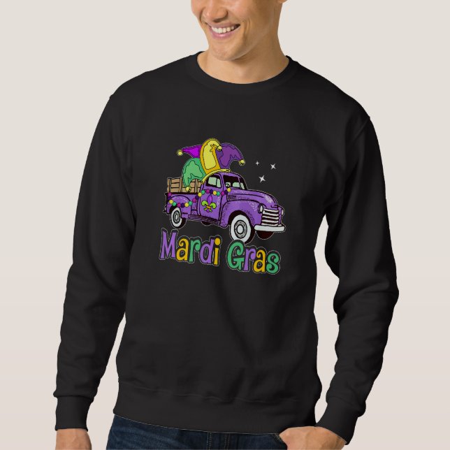 Sweatshirt Mardi Gras Truck  Mardi Gras Hat Beads Fleur De Ly (Devant)