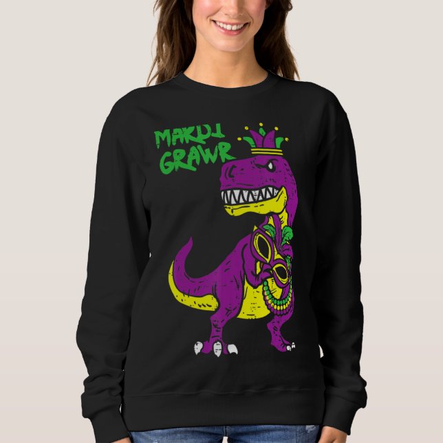 Sweatshirt Mardi Grawr T Rex Dino Toddler Enfants Mardi Gras  (Devant)