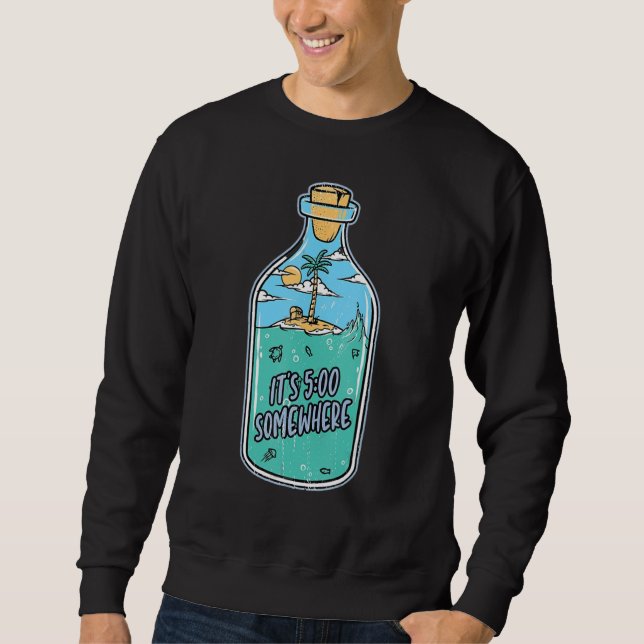 Sweatshirt Margarita Gnome It s 5 o clock somewhere Palm Tree (Devant)
