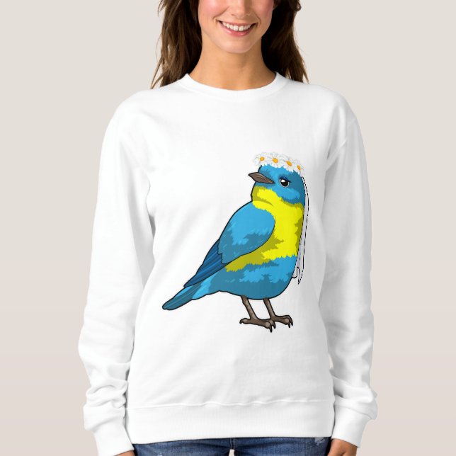Sweatshirt Mariée oiseau avec une couronne de fleurs (Devant)