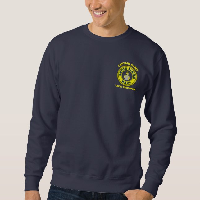 Sweatshirt marine bleu Ancre capitaine nautique naviguer été (Devant)