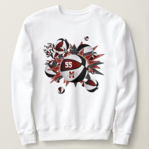 Sweatshirt maroon noir équipe couleurs filles basket étoiles