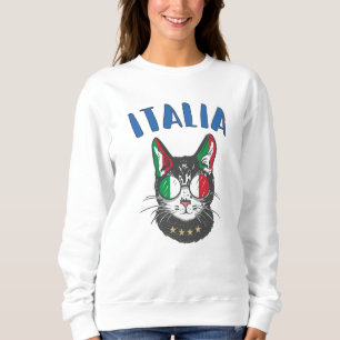 Sweatshirt Mascotte de chat de football d'Italie Drapeau de f
