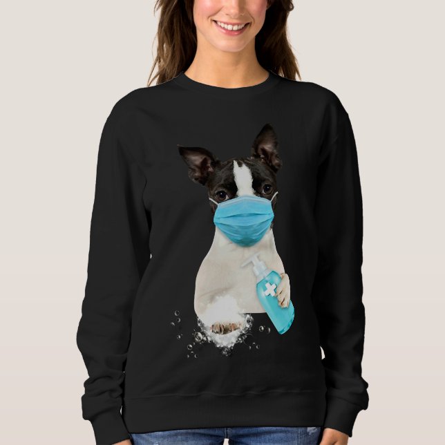 Sweatshirt Masque de visage de Boston Terrier 105 (Devant)