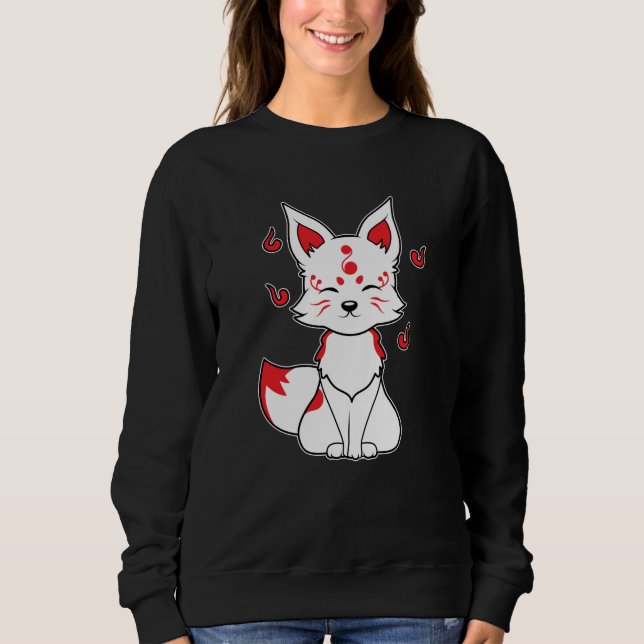 Sweatshirt Masque japonais Fox Kitsune Kami Inari Kawaii (Devant)