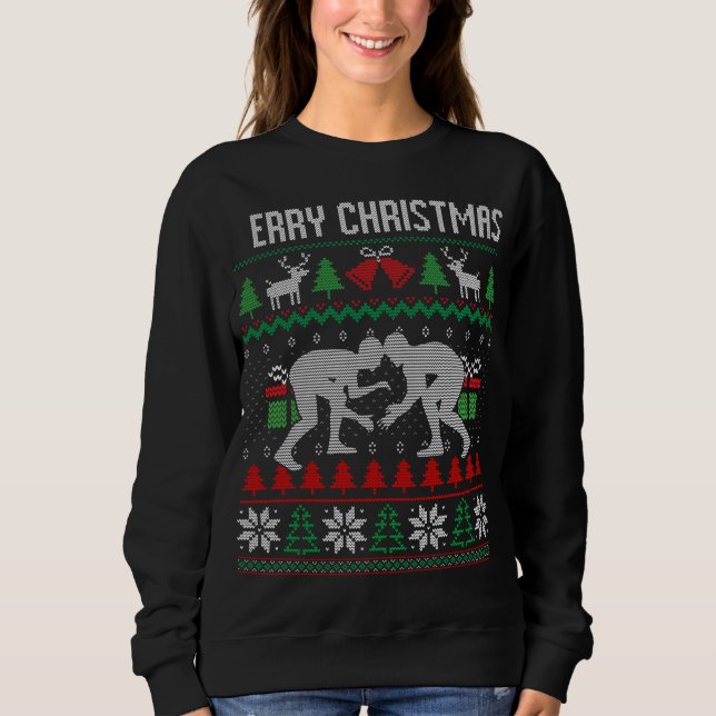 Sweatshirt Mauvais Joyeux Noël Lutte de lutte de lutte Père N (Devant)