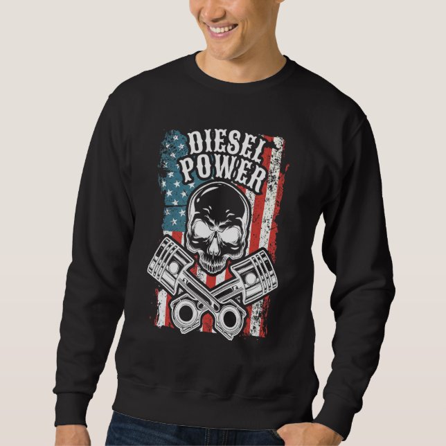 Sweatshirt Mécanique Drapeau Usa Puissance diesel (Devant)