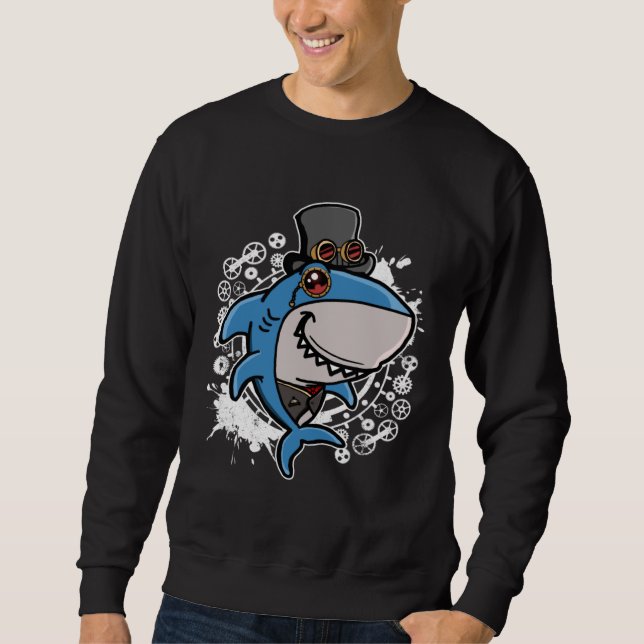 Sweatshirt Mechanical Victorian Steampunk Shark (Devant)