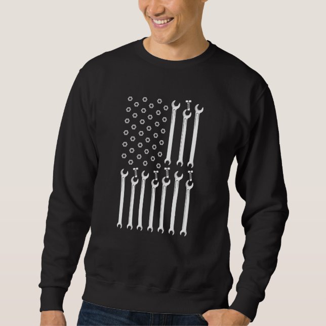 Sweatshirt MECHANIQUE NOUS DRAPEAU FLAG Car Guy Fier Mécanici (Devant)