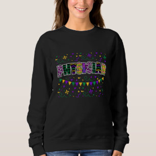 Sweatshirt Médecin Amusant Mardi Gras Masque Et Perles Famill