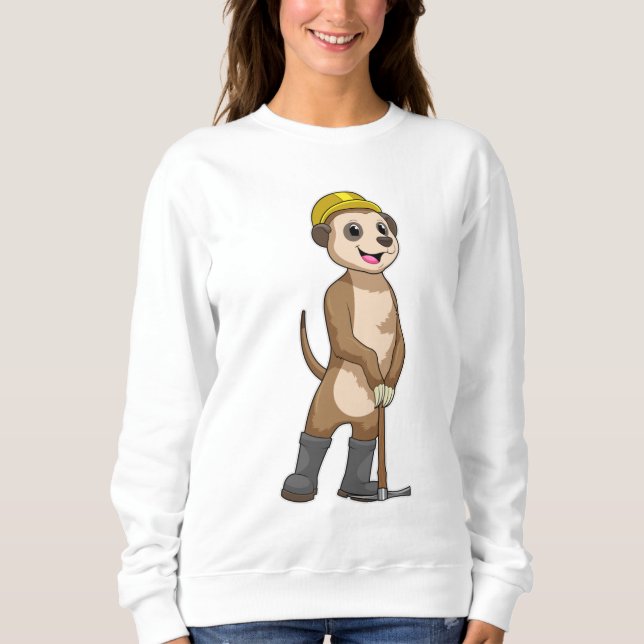 Sweatshirt Meerkat en tant que mineur avec Pickaxe (Devant)