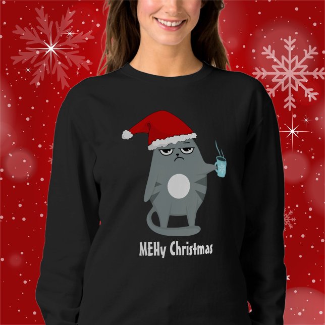 Sweatshirt MEHy Noël adorable Père Noël Chat Noël (Available in many different styles, types, sizes and colors. Edit the phrase to make it your own. )