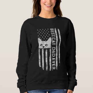 Sweatshirt Meilleur Chat Papa Jamais Nous Drapeau Américain C