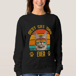 Sweatshirt Meilleur Chat Papa Papa Chat Avec Lunettes De Sole