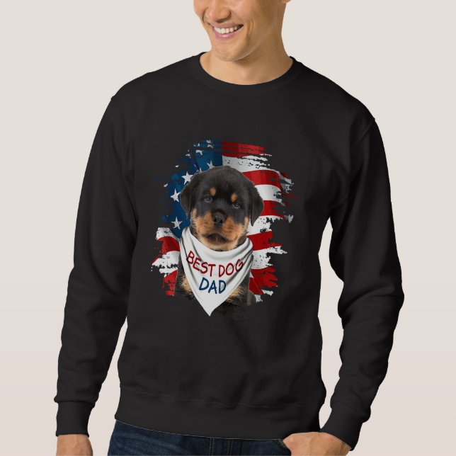 Sweatshirt Meilleur Chien Rottweiler Papa mignon Drapeau amér (Devant)