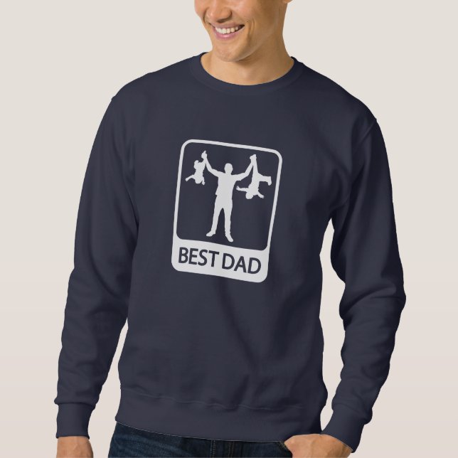 Sweatshirt Meilleur papa - Fier père avec enfants (Devant)