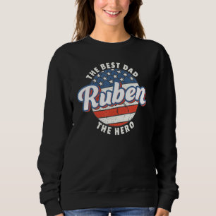 Sweatshirt Meilleur Papa Héros Ruben Drapeau États-Unis Perso