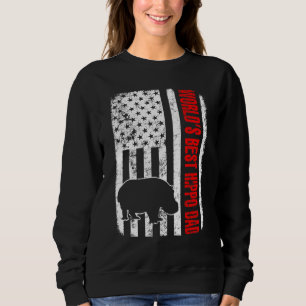Sweatshirt Meilleur Papa Hippopotame Drapeau Américain