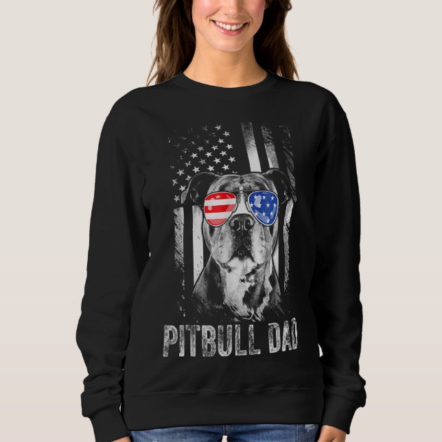 Sweatshirt Meilleur Pitbull Papa jamais American Drapeau Chie (Devant)