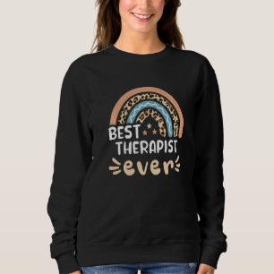 Sweatshirt Meilleur thérapeute jamais Leopard Rainbow Maman