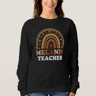 Sweatshirt Melanin Enseignant Rainbow Leopard Enseignant Blac