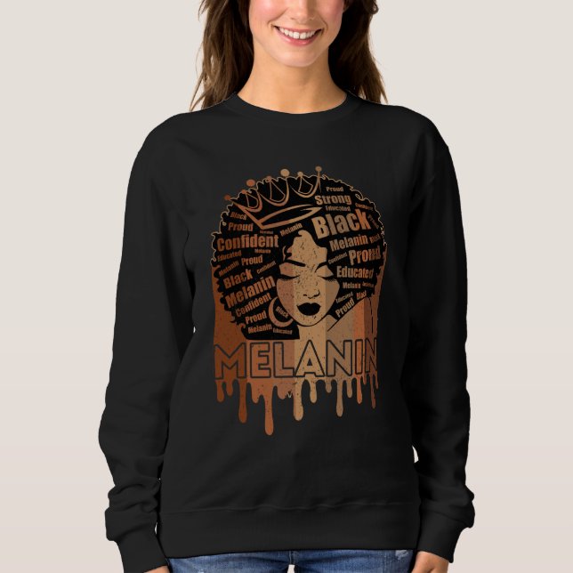 Sweatshirt Melanin Queen African American Strong Black Natura (Devant)