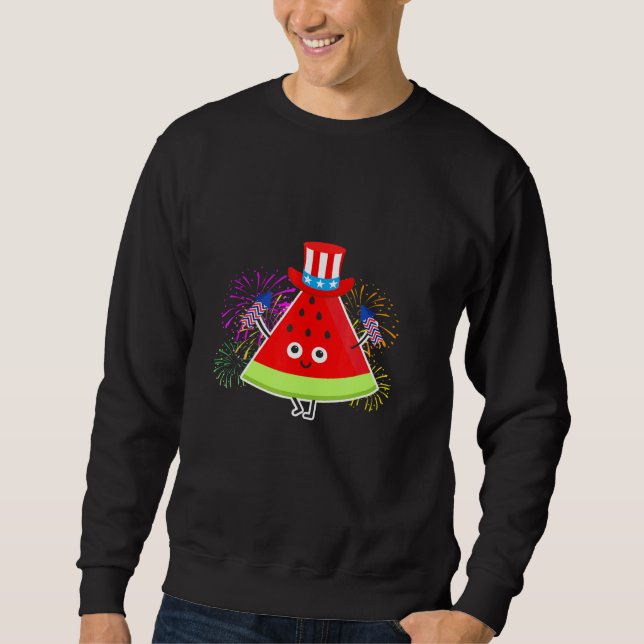 Sweatshirt Melon d'été de pastèque avec Casquette de drapeau  (Devant)