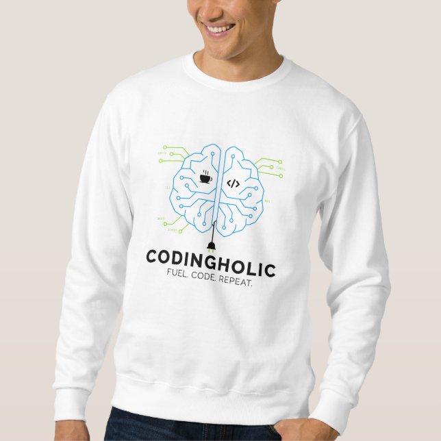 Sweatshirt Men Clean Tech Brain Coding Graphic Programmers (Devant)
