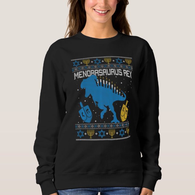 Sweatshirt Menorasaurus Rex Dinosaur T Rex Hanoukka Menorah B (Devant)