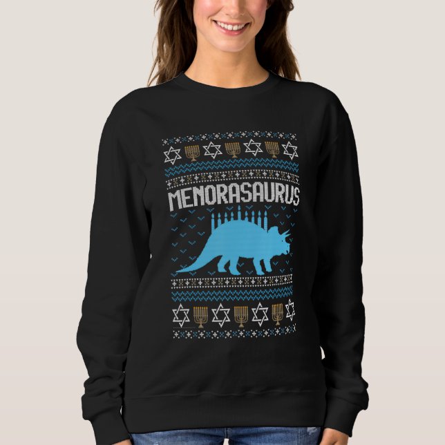 Sweatshirt menorasaurus rex rex dinosaur happy hanukkah chris (Devant)