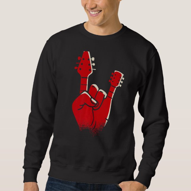 Sweatshirt Mens Electric Guitare Devil Horns Devil Main Heav (Devant)