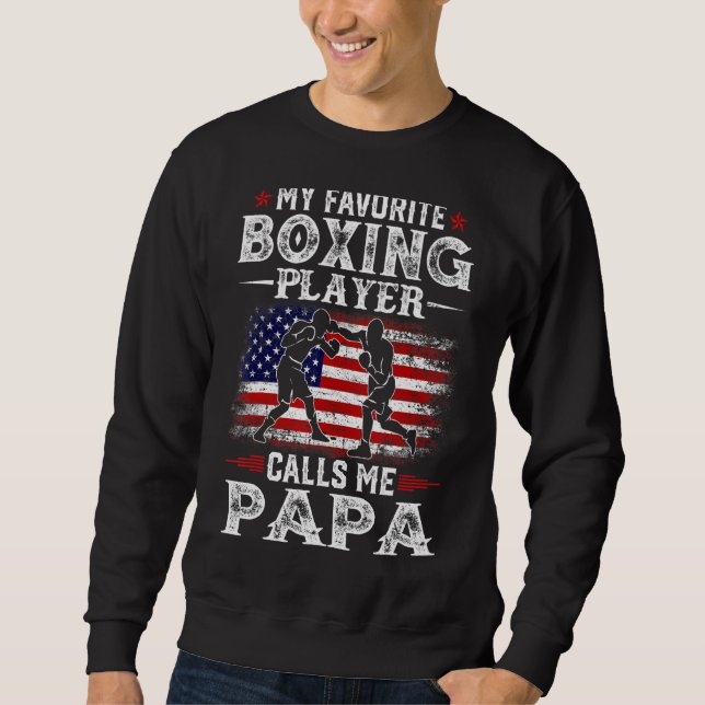 Sweatshirt Mens Mon Joueur De Boxe Préféré M'Appelle Papa Usa (Devant)