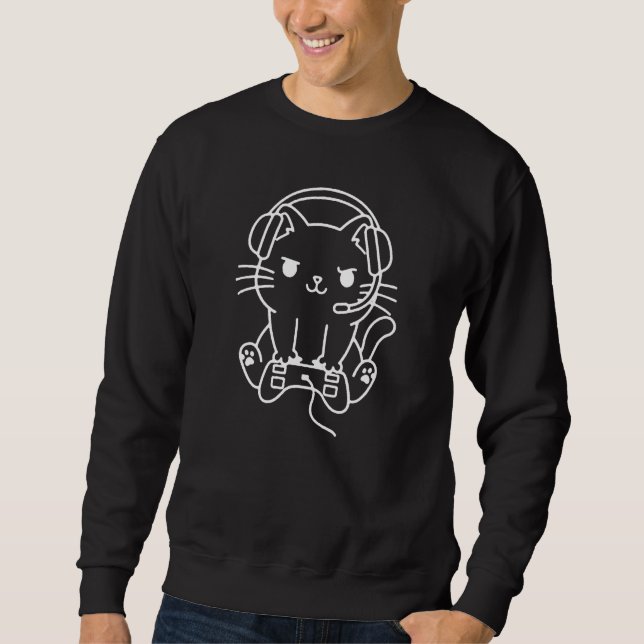 Sweatshirt Meow and Game On with the Hilarious Gamer Cat Cute (Devant)