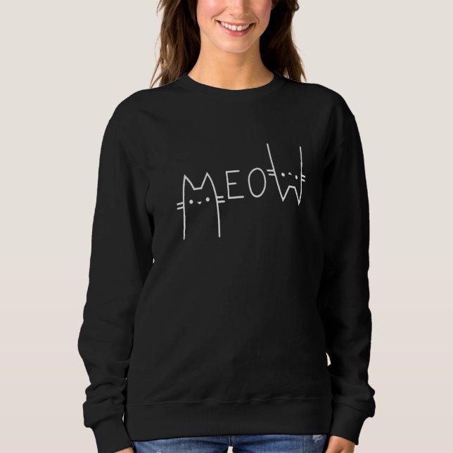 Sweatshirt Meow Chat Maman Pour Filles Femmes Chat Mama (Devant)