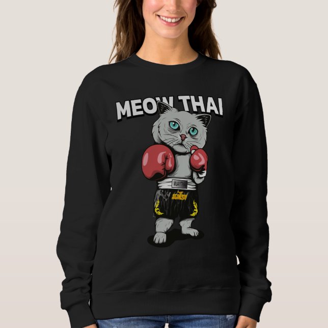 Sweatshirt Meow Thai Muay Thai Cat Thai Boxing Fighter Champi (Devant)