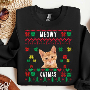 Sweatshirt MeowChristmas Custom Cat Photo Vilain Noël