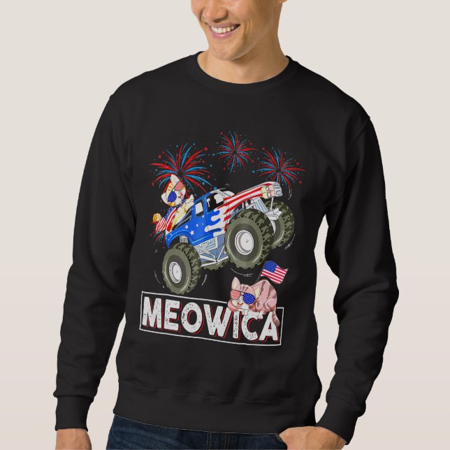 Sweatshirt Meowica Chat Monster Conduite Camion Drapeau améri (Devant)