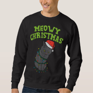 Sweatshirt Meowo Catmas Chat Noir Drôle Noël Noël Chat Ow