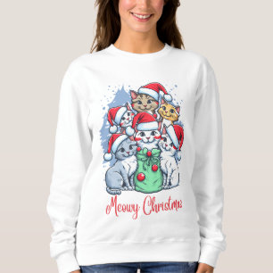 Sweatshirt Meowy Christmas Cats - Festive Holiday Design