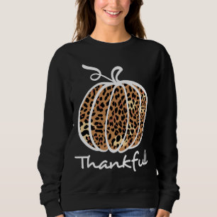 Sweatshirt Merci Citrouille léopard Graphisme Thanksgiving Le
