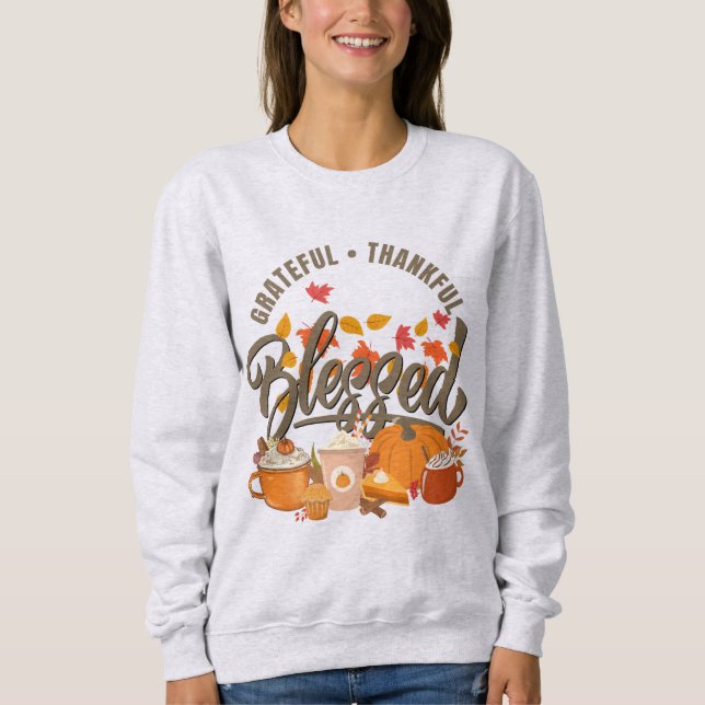 Sweatshirt MERCI FÉLICITE BÉNÉFICIÉ Citrouille Thanksgiving (Devant)