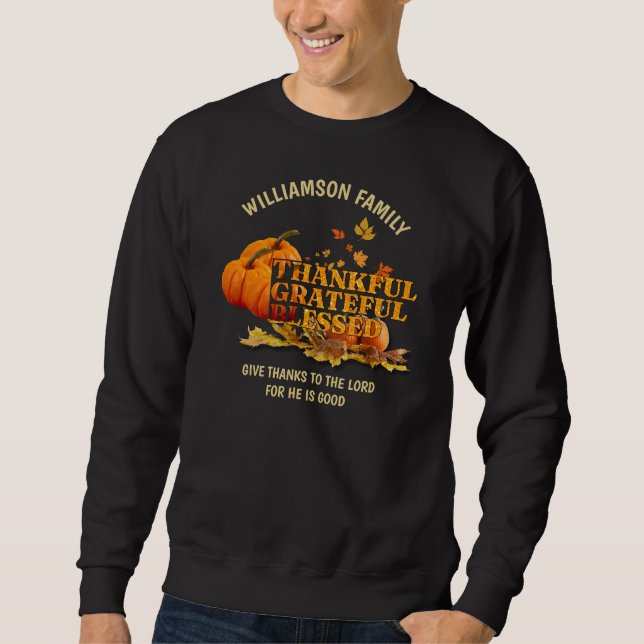 Sweatshirt MERCI RECONNAISSANT BLESSEE Famille Thanksgiving (Devant)
