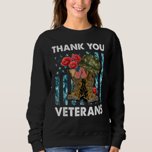 Sweatshirt Merci Vétéran Bottes de combat Fleurs Vétéran Da