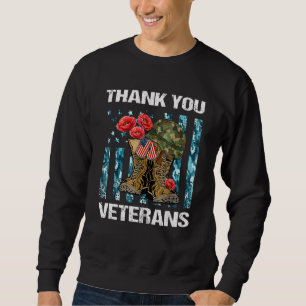 Sweatshirt Merci Vétérans de combat Bottes de coquelicot Vétè