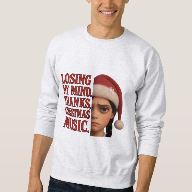 Sweatshirt Mercredi « Merci, musique de Noël » Drôle (Devant)
