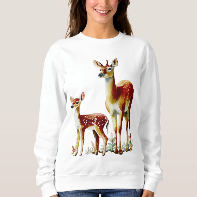 Sweatshirt mère cerf et faon (Devant)