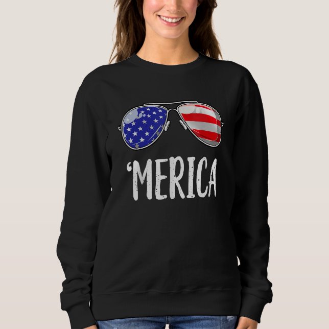 Sweatshirt Merica Flag Sunglasses  Patriotic 4th Of July Men (Devant)
