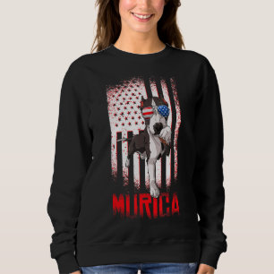 Sweatshirt Merica Pitbull Chien Etats-Unis Drapeau américain