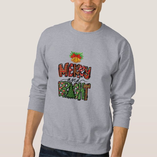 Sweatshirt Merry and Bright Christmas Bells Festive  (Devant)